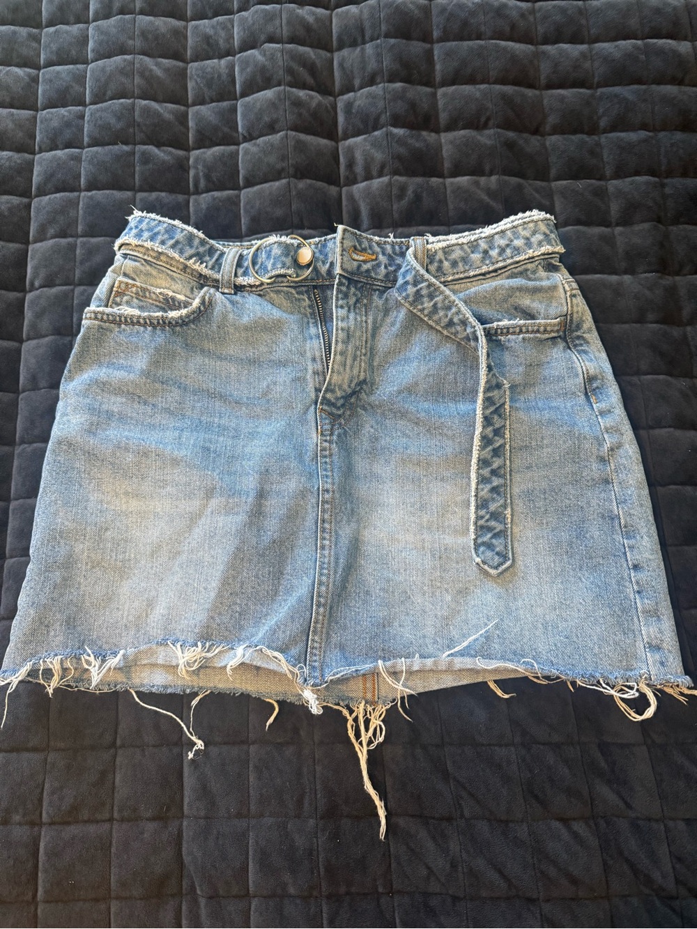 Zara Light Blue Denim Mini Skirt with Belt
